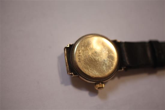 A gentlemans 1930s 9ct gold boys size Rolex Oyster manual wind wrist watch,